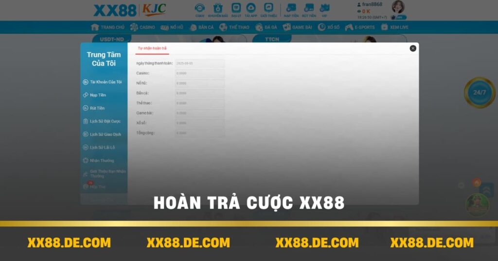 Hoàn trả cược xx88